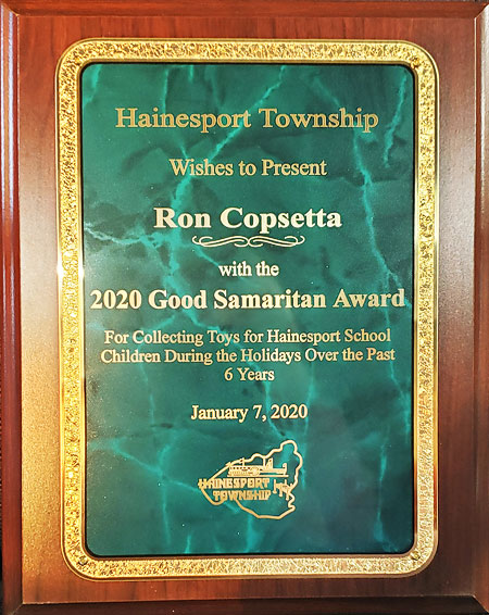 Copsetta Auto Service in Hainesport NJ - Good Samaritan Award